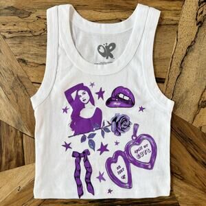 Official Olivia Rodrigo GUTS World Tour Spill Ur GUTS White Ribbed Crop Tank XS